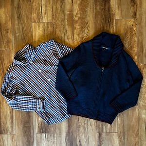Brooks Brothers Boys’ Front Zip Sweater/ Cardigan and Dress Shirt Combo